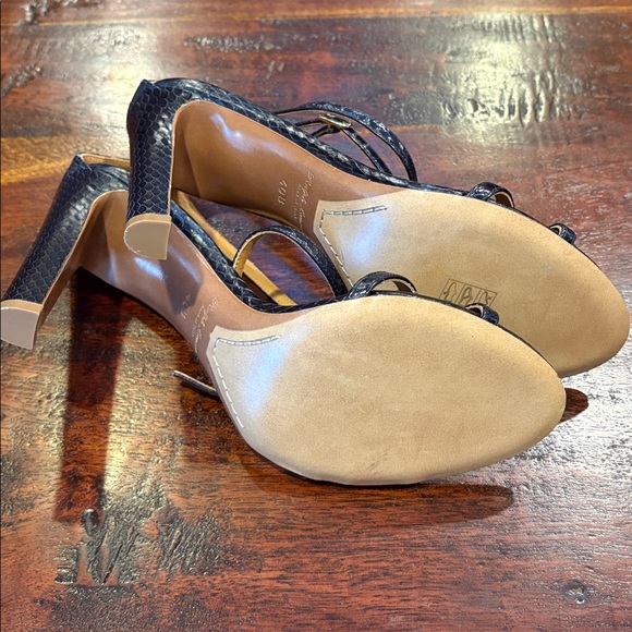 Ralph Lauren Collection Ardelisa Ayers Snakeskin Sandals Heels Dark Navy size 40 - Picture 8 of 13